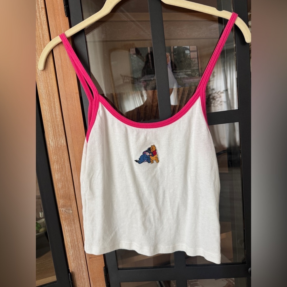 Vintage Disney store y2k Winnie The pooh tank baby tee 100 acre wood embroidered